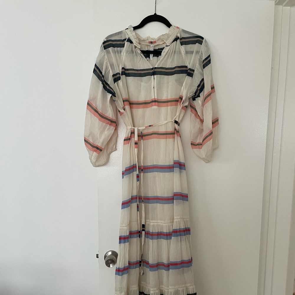 Apiece Apart white cotton striped dress